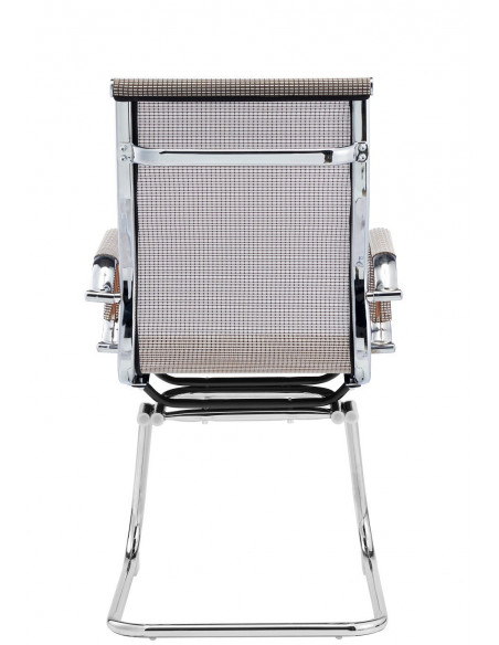 Sillón de oficina PRAGA, fijo, cromado, malla marrón