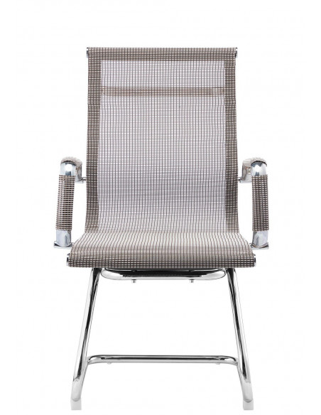 Sillón de oficina PRAGA, fijo, cromado, malla marrón