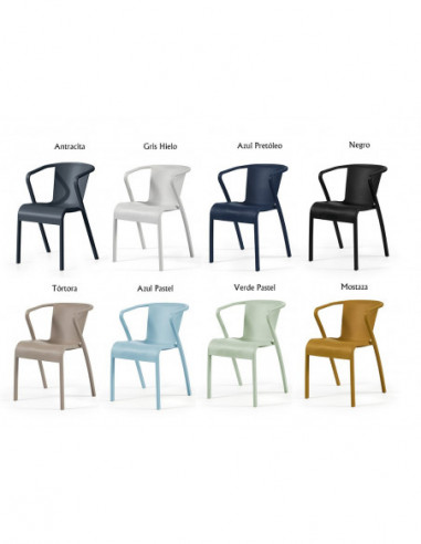 Sillón LUGO, apilable,  polipropileno blanco*