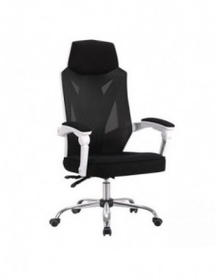 Sillón de oficina GRAZ, blanco, alto, malla y tejido negro