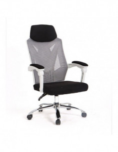 Sillón de oficina GRAZ, blanco, alto, malla gris, tejido...