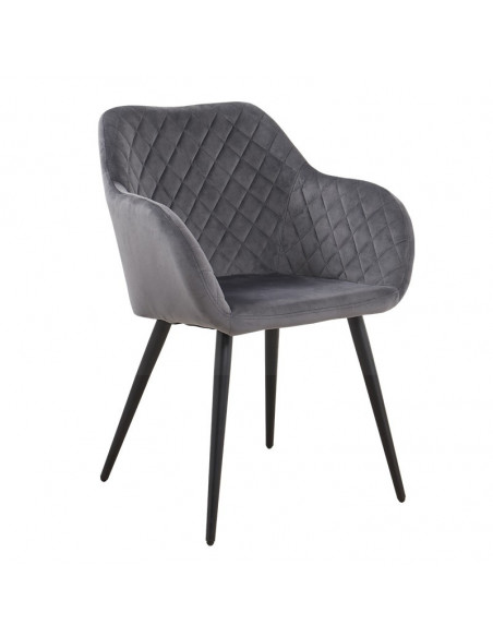 Sillón ROLANDO, metal, tapizado velvet 21 gris oscuro