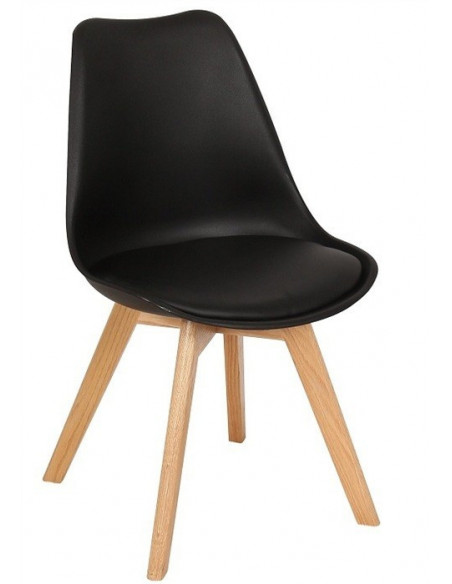 Silla TORRE 4P ( SU ), madera, polipropileno y cojín negro