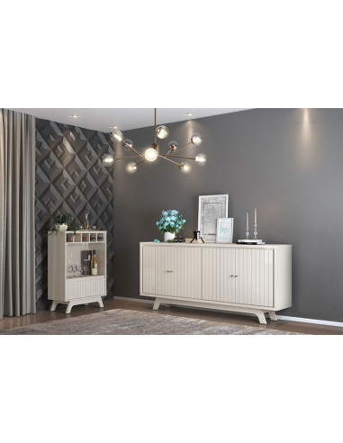 Vitrina BREST, cristal, blanco roto