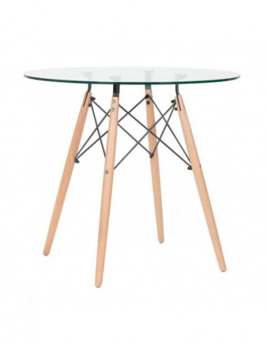 Mesa STAR (TO), madera, cristal, 100 cms de diámetro