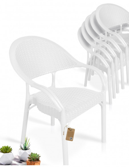 Sillón TORREMOLINOS, apilable, patas metálicas, polipropileno blanco