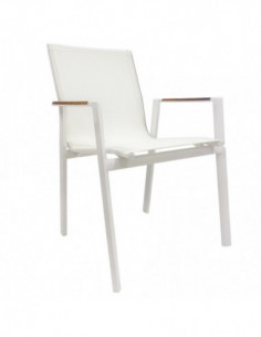 Sillón ROSAURO, apilable, aluminio, textilene blanco