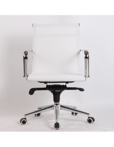 Sillón de oficina MAX NEW, giratorio, malla blanca