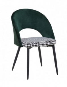 Silla CLEO, metal, tapizado verde con pata de gallo