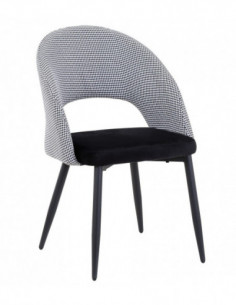 Silla CLEO, metal, tapizado pata de gallo con negro
