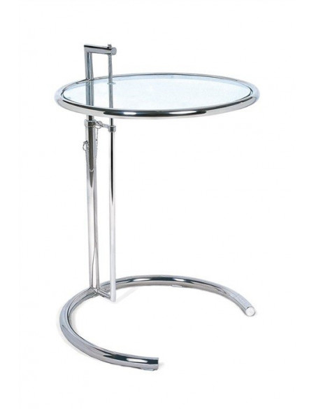 Mesa EG NEW, regulable, acero inoxidable y cristal, 50 cms de diámetro