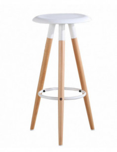 Taburete OTILIO NEW, madera, polipropileno blanco