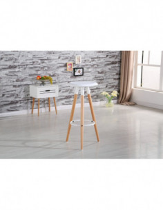 Taburete OTILIO NEW, madera, polipropileno blanco 2