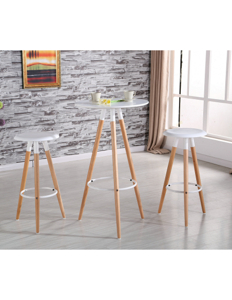 Taburete OTILIO NEW, madera, polipropileno blanco