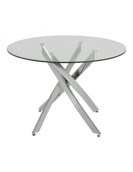 Mesa CHANTAL 100, cromada, cristal, 100 cms diámetro