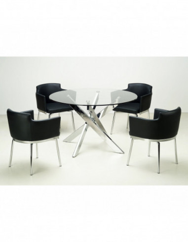 Mesa CHANTAL 100, cromada, cristal, 100 cms...