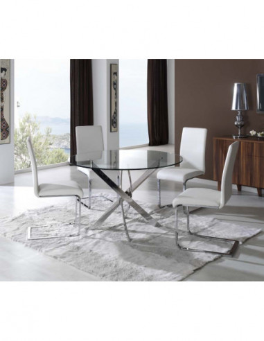 Mesa CHANTAL 100, cromada, cristal, 100 cms...