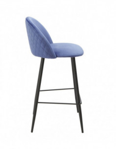 Taburete MAGDA, metal, tapizado velvet azul