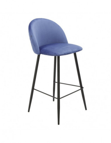 Taburete MAGDA, metal, tapizado velvet azul
