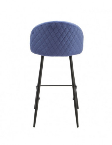 Taburete MAGDA, metal, tapizado velvet azul