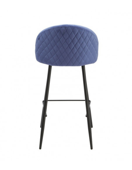 Taburete MAGDA, metal, tapizado velvet azul