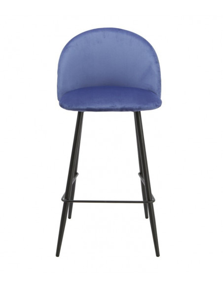 Taburete MAGDA, metal, tapizado velvet azul