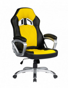 Sillón de oficina PORTIMAO, racing, similpiel amarilla y...