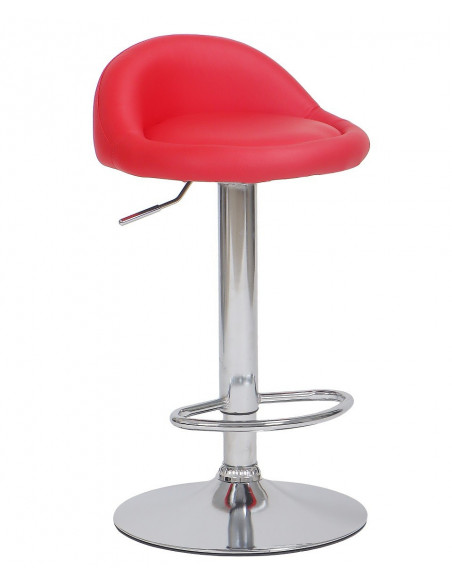 Taburete ALIVERI, cromado, similpiel roja
