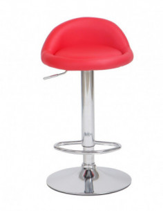 Taburete ALIVERI, cromado, similpiel roja 2