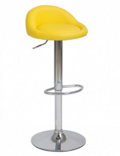 Taburete ALIVERI, cromado, similpiel amarilla