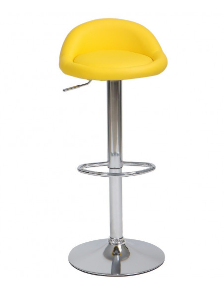 Taburete ALIVERI, cromado, similpiel amarilla