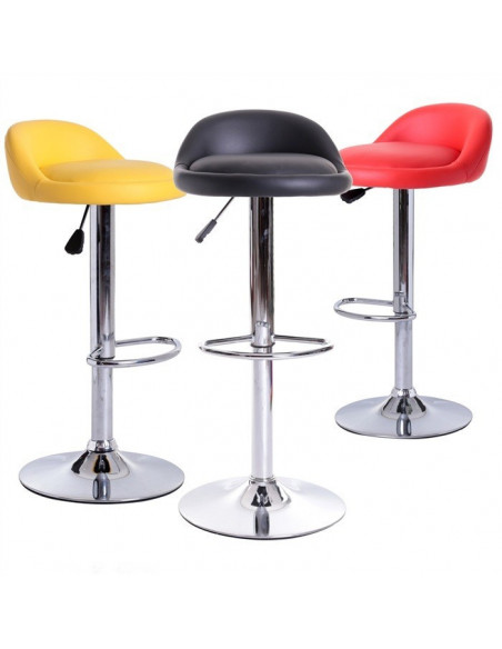 Taburete ALIVERI, cromado, similpiel amarilla