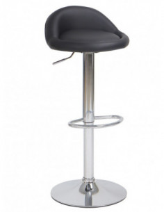 Taburete ALIVERI, cromado, similpiel negra