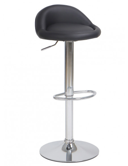 Taburete ALIVERI, cromado, similpiel negra