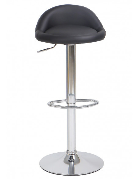 Taburete ALIVERI, cromado, similpiel negra