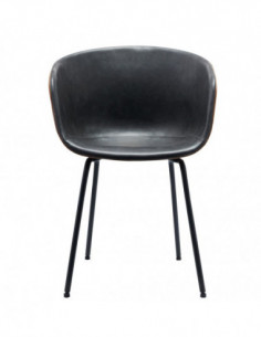 Sillón MISSOURI, metal, similpiel cuero marrón y negro 2