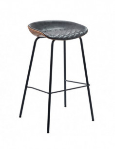 Taburete MISSOURI, metal, similpiel cuero marrón y negro