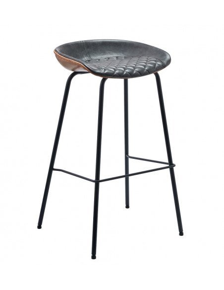 Taburete MISSOURI, metal, similpiel cuero marrón y negro