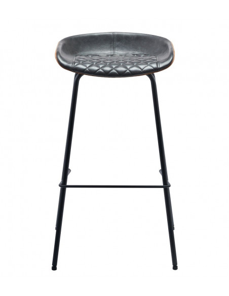 Taburete MISSOURI, metal, similpiel cuero marrón y negro