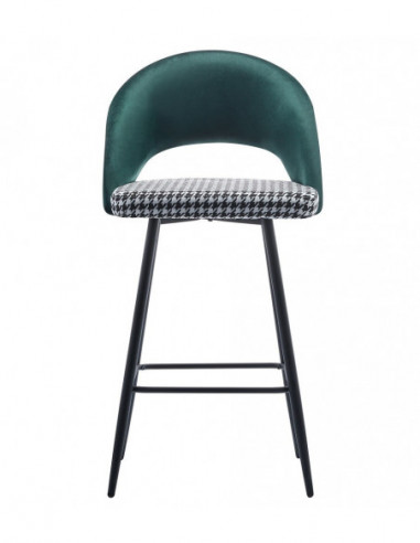 Taburete CLEO, metal, tapizado verde con pata...