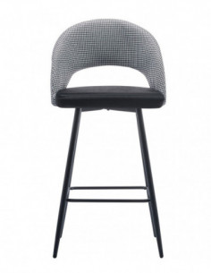 Taburete CLEO, metal, tapizado pata de gallo con negro 2