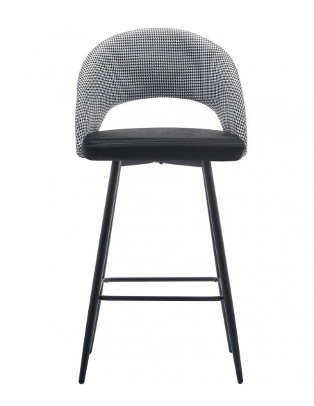 Taburete CLEO, metal, tapizado pata de gallo con negro