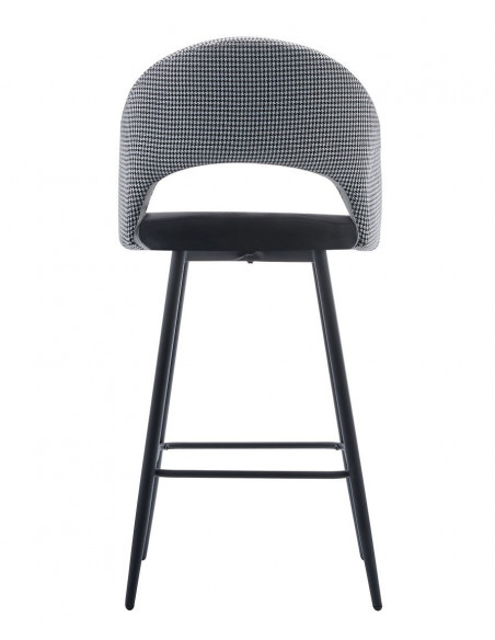 Taburete CLEO, metal, tapizado pata de gallo con negro
