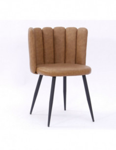 Silla RAMSÉS, metal, tapizado similpiel marrón claro