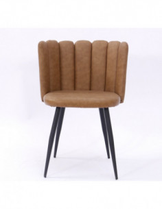 Silla RAMSÉS, metal, tapizado similpiel marrón claro 2