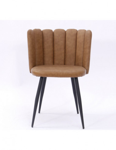 Silla RAMSÉS, metal, tapizado similpiel marrón...