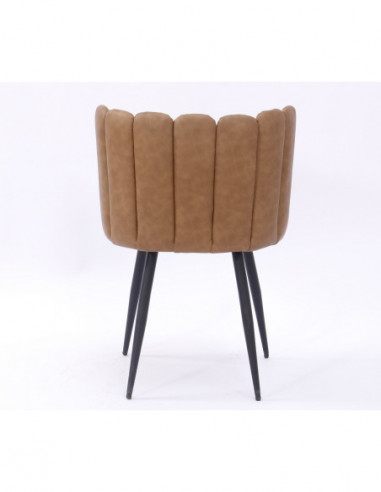 Silla RAMSÉS, metal, tapizado similpiel marrón...