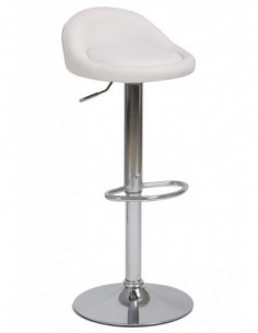 Taburete ALIVERI, cromado, similpiel blanca