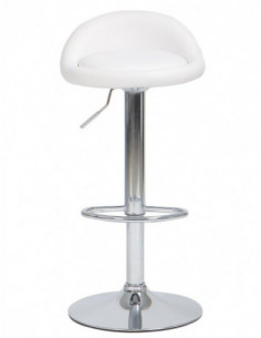 Taburete ALIVERI, cromado, similpiel blanca 2