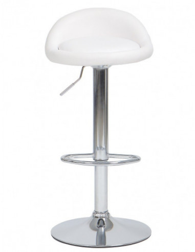 Taburete ALIVERI, cromado, similpiel blanca
